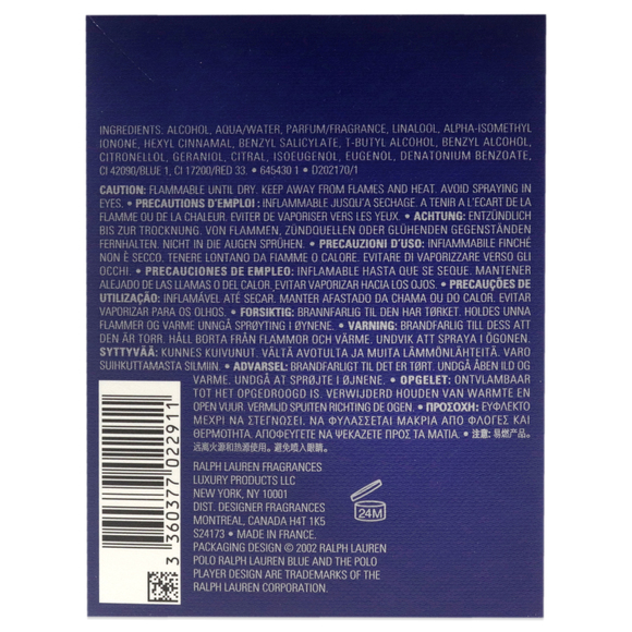 Polo Blue by Ralph Lauren for Men - 2.5 oz EDT Spray - Picture 6 of 6